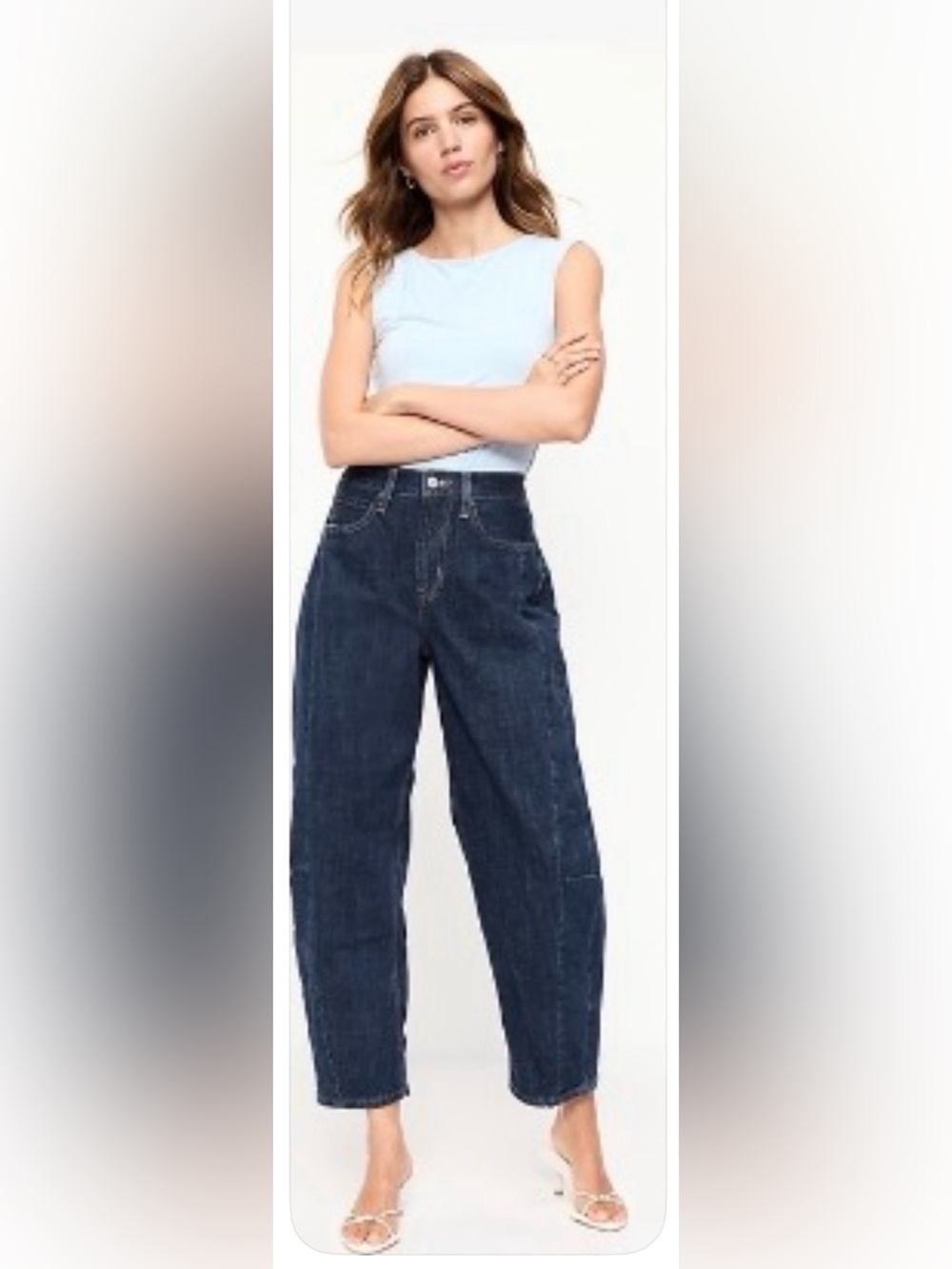 Old Navy Dark Blue High-Rise barrel-Leg Jeans